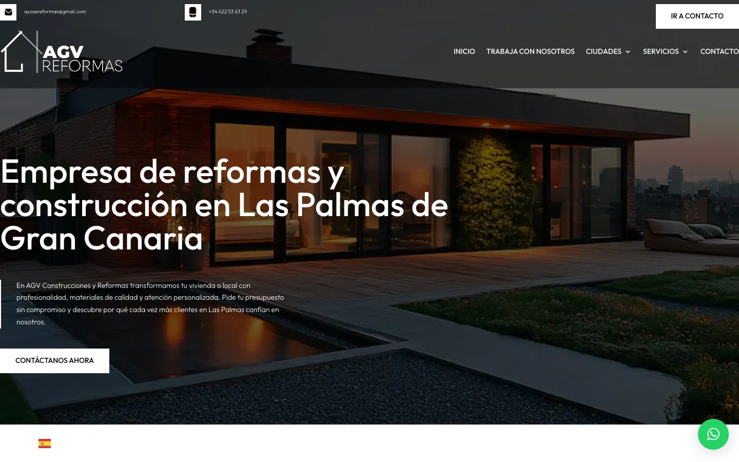 Página de inicio de AGV Construcciones y Reformas