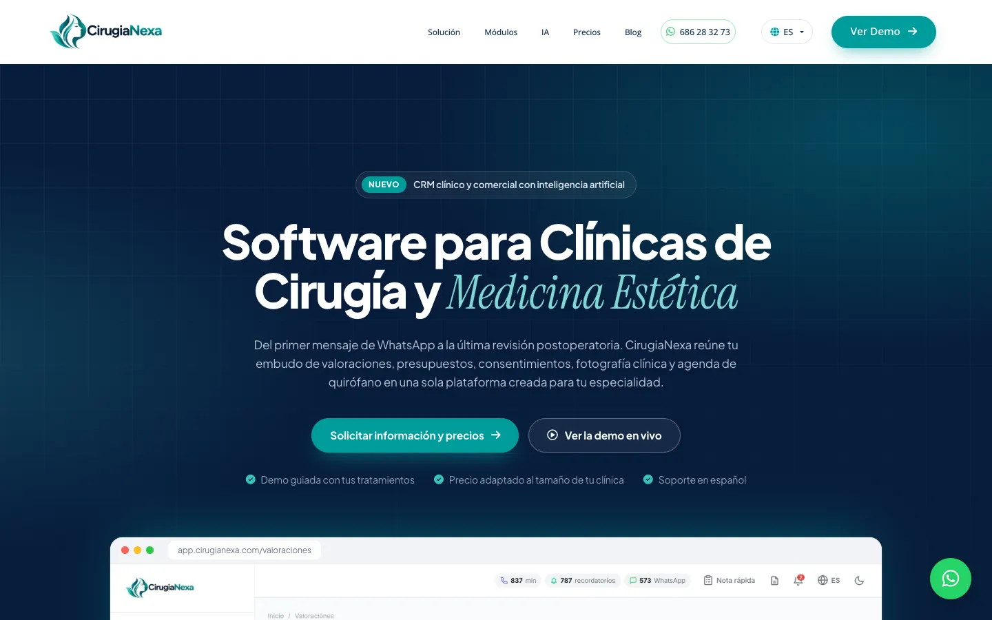Página de inicio de CirugiaNexa