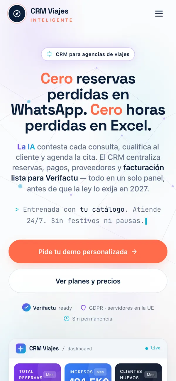 CRM Viajes Inteligente en el móvil