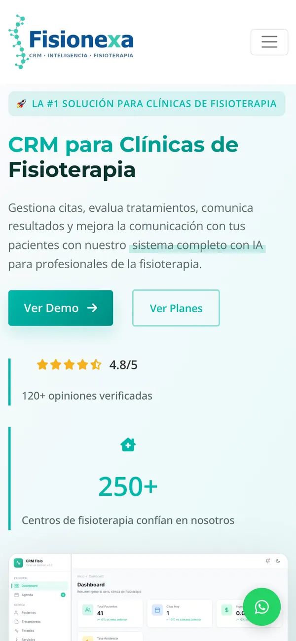 CRM Fisioterapeutas en el móvil