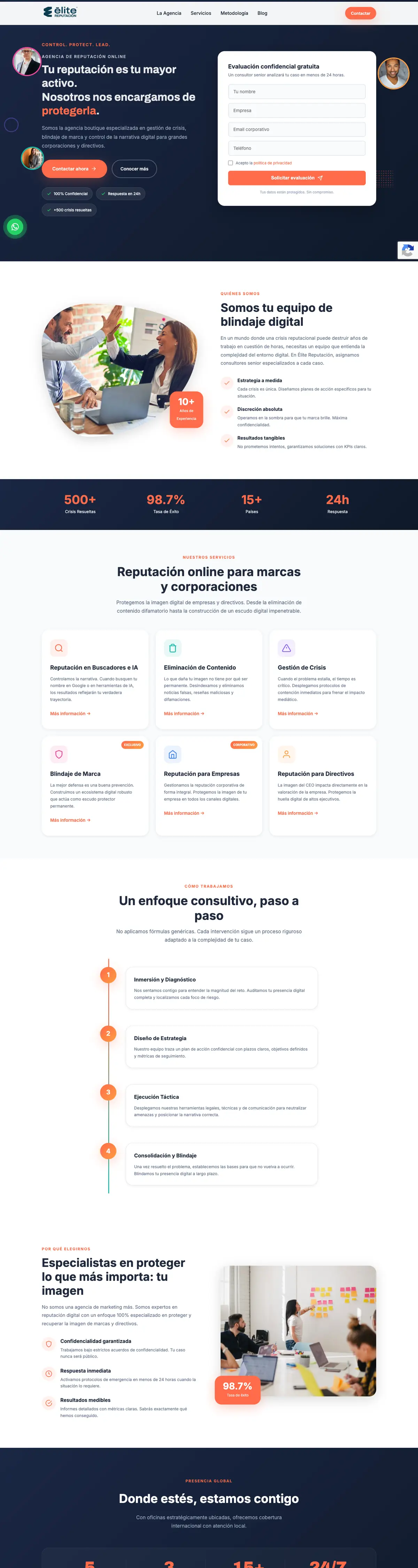 Página completa de Élite Reputación