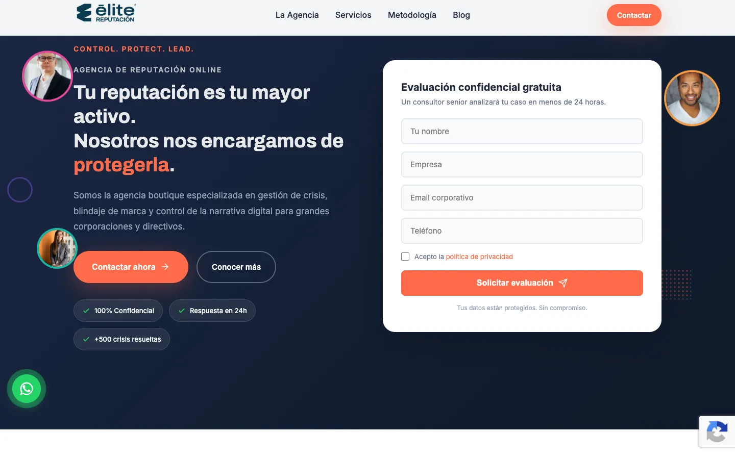 Página de inicio de Élite Reputación