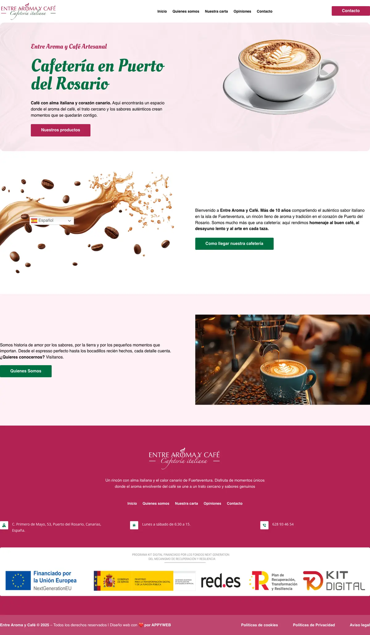 Página completa de Entre Aroma y Café