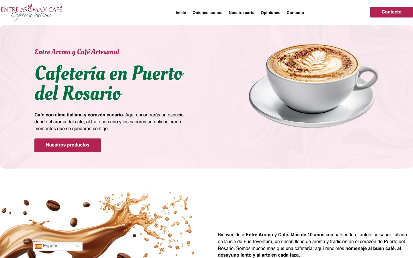 Página de inicio de Entre Aroma y Café
