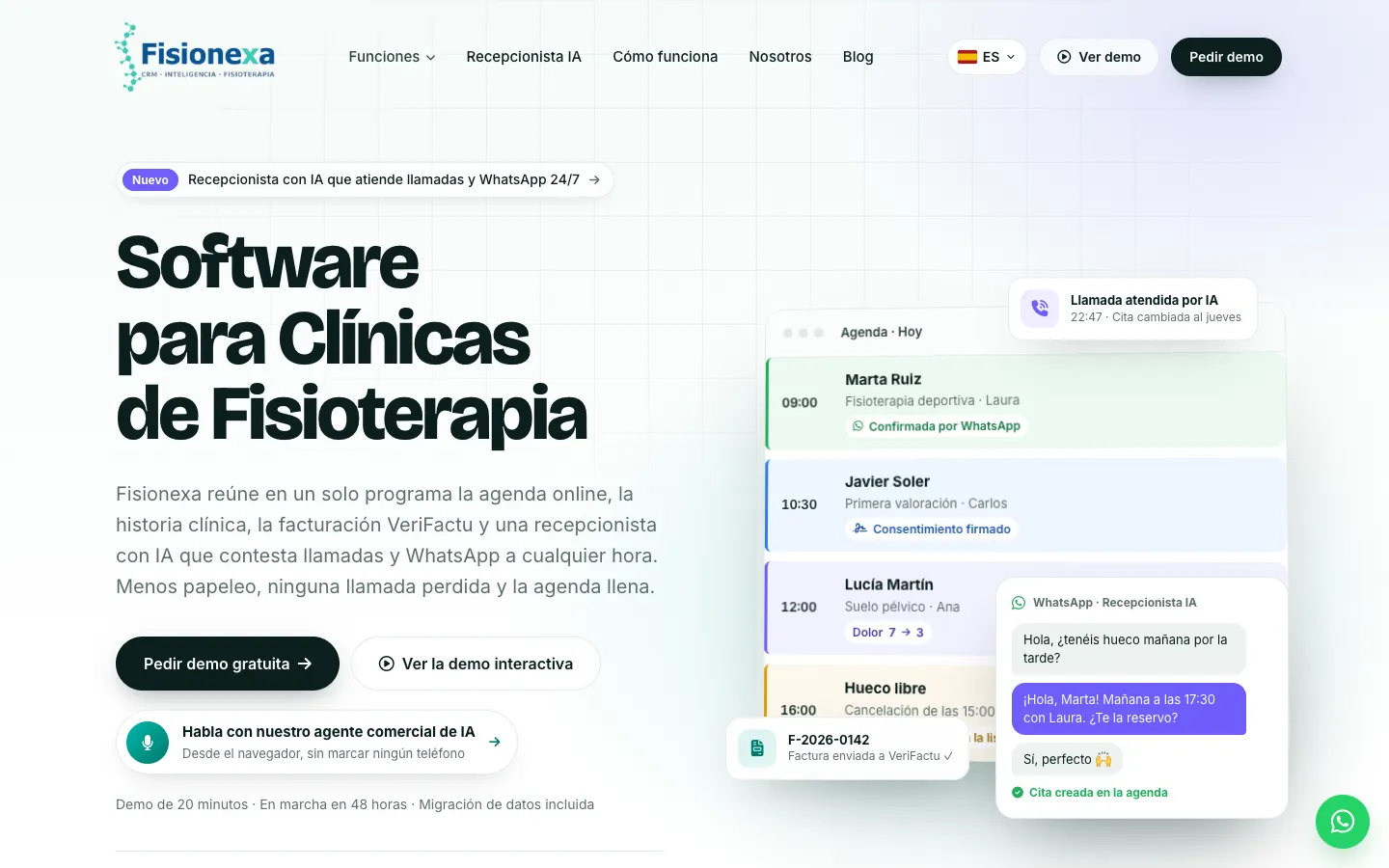 Página de inicio de Fisionexa