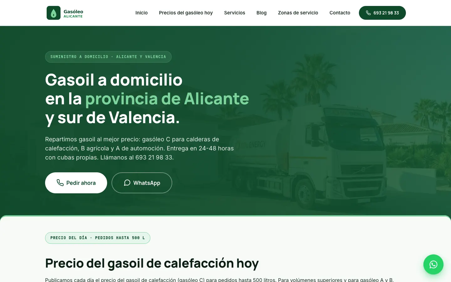 Página de inicio de Gasóleo Alicante