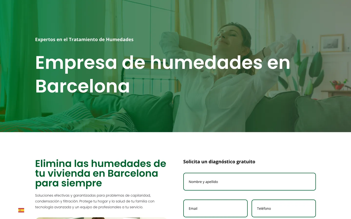 Página de inicio de Humedad Solución