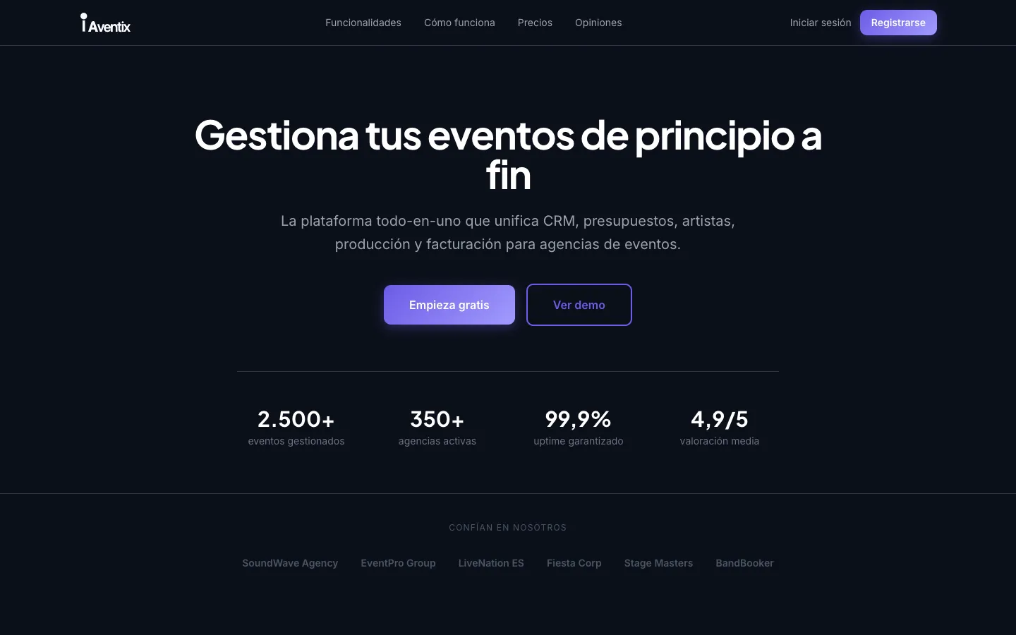 Página de inicio de iAventix