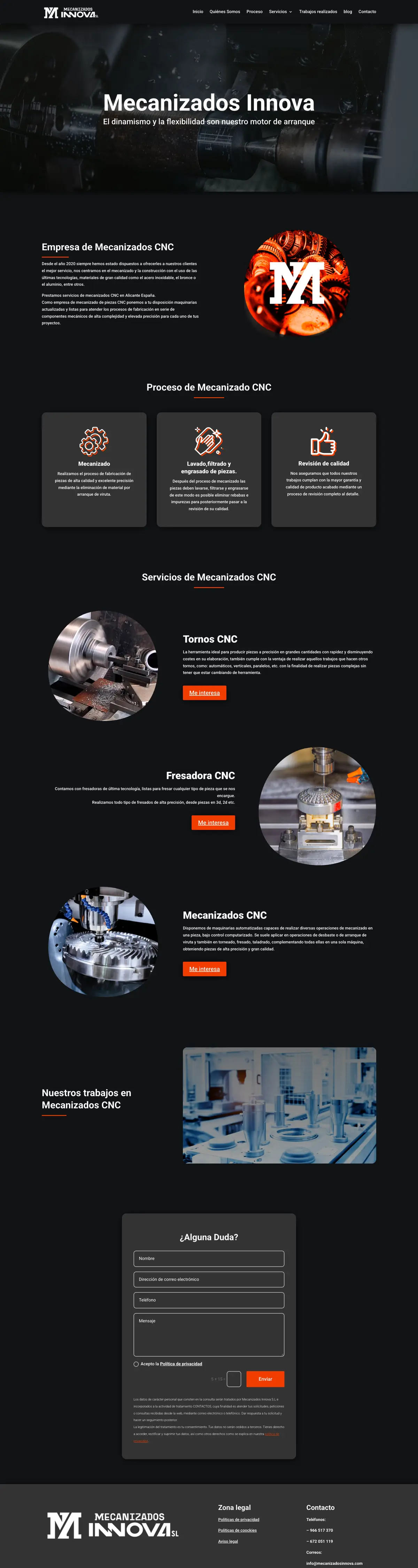 Página completa de Mecanizados Innova