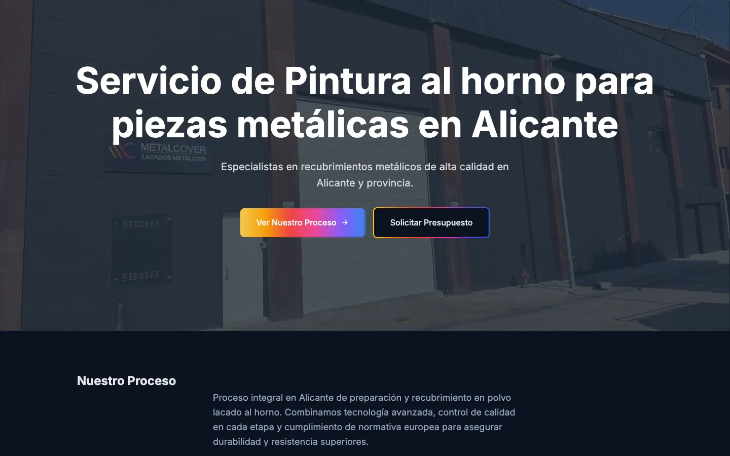 Página de inicio de MetalCover