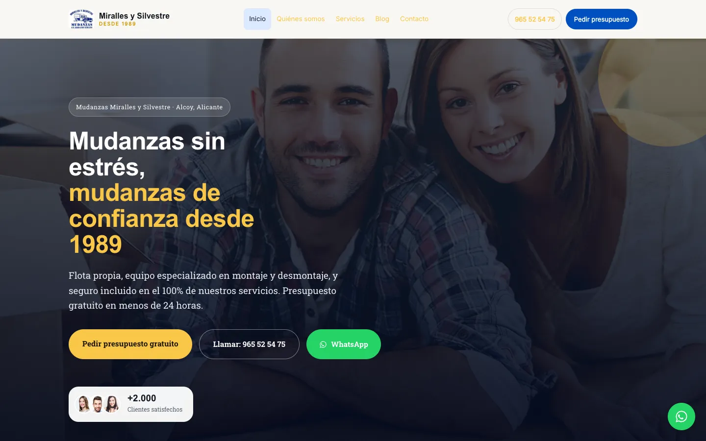 Página de inicio de Mudanzas Miralles y Silvestre