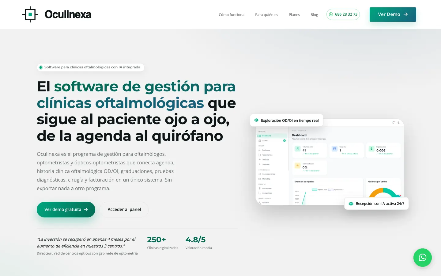 Página de inicio de Oculinexa