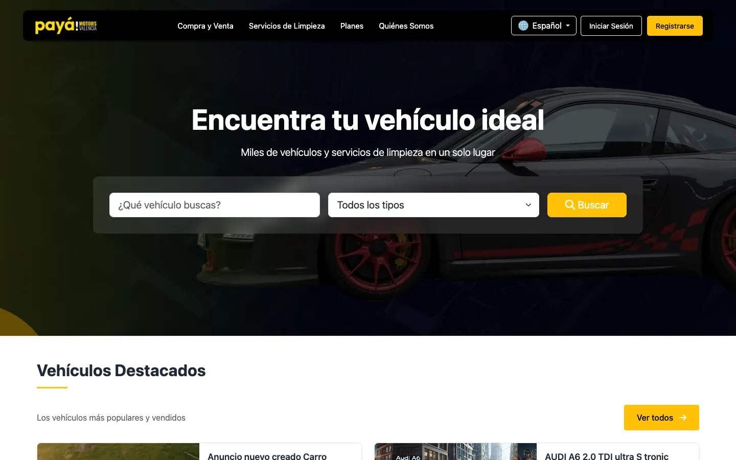 Página de inicio de PayaMotors Valencia