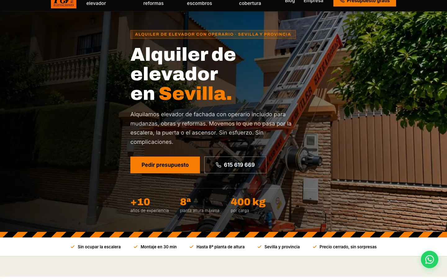 Página de inicio de PG Elevaciones