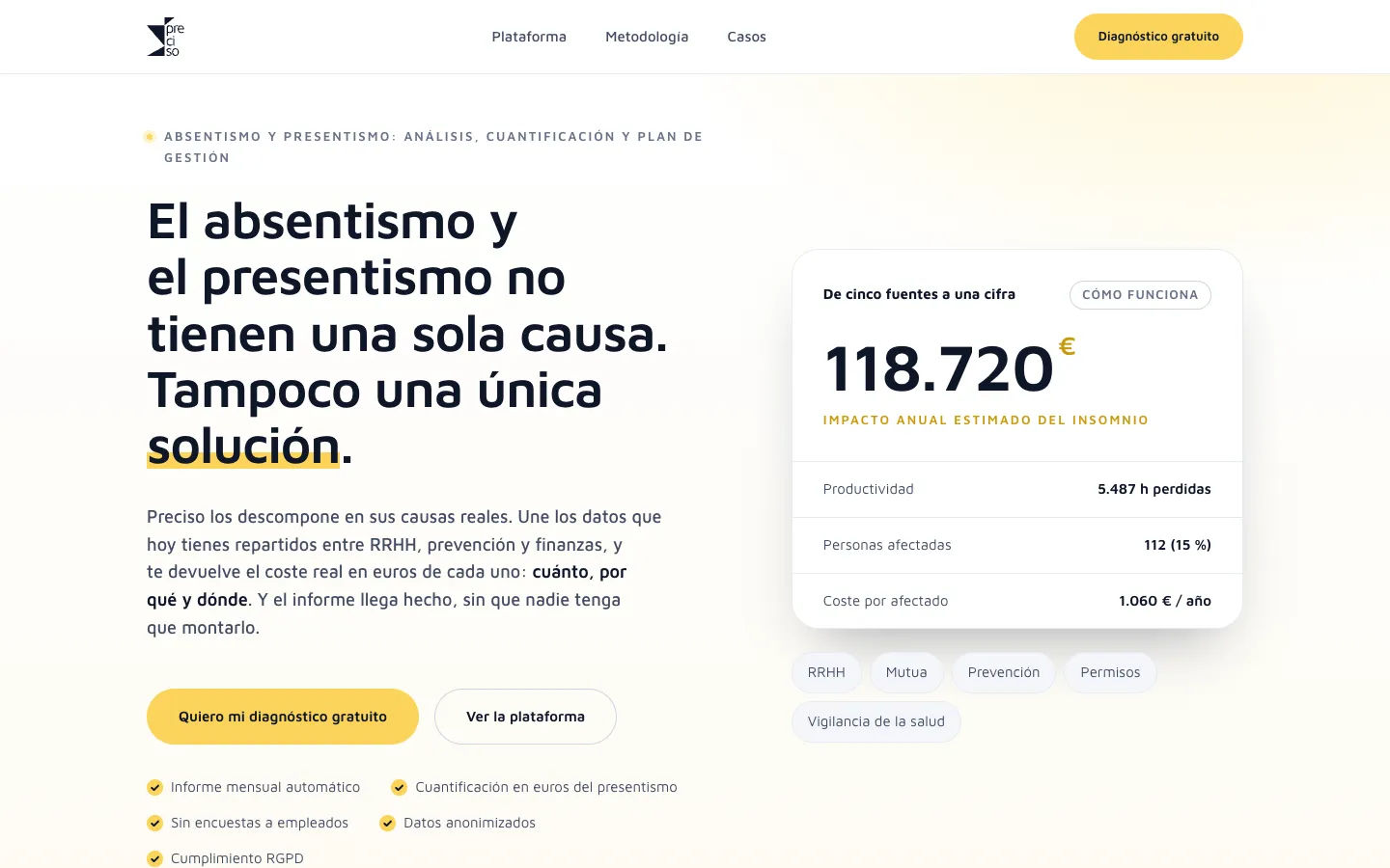 Página de inicio de Preciso