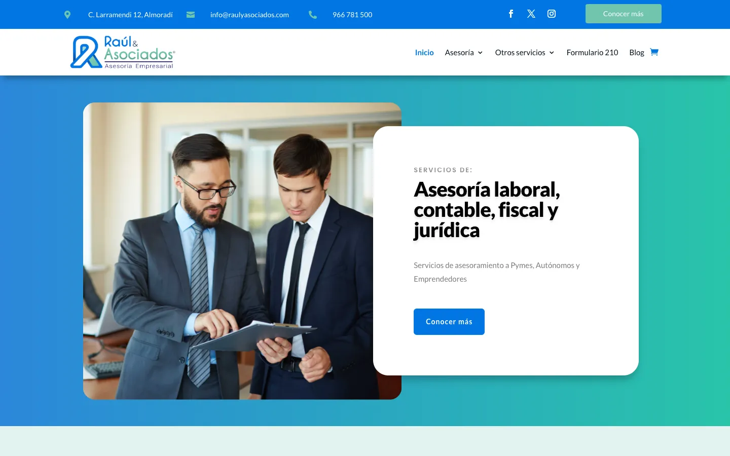 Página de inicio de Raúl y Asociados