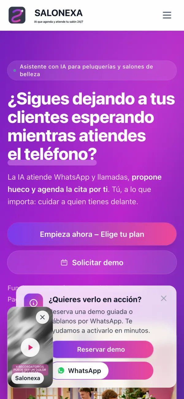 Salonexa en el móvil