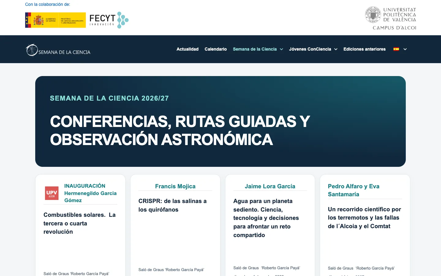 Página de inicio de Semana de la Ciencia · UPV Campus d'Alcoi