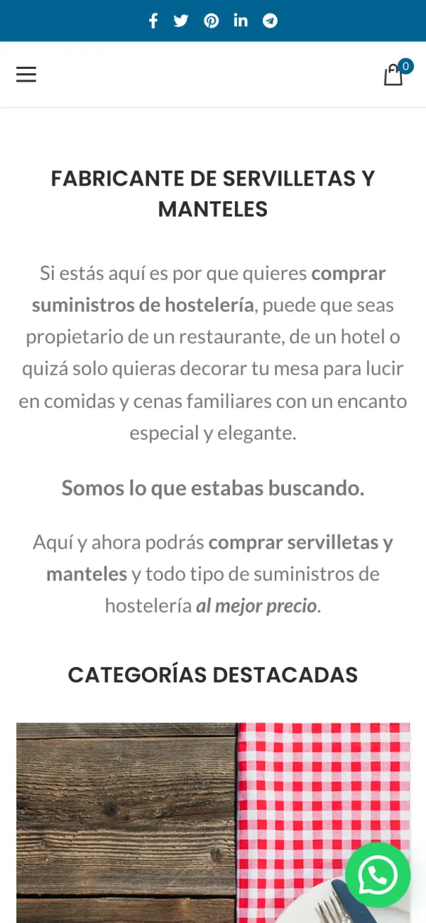 Servilletas y Manteles en el móvil