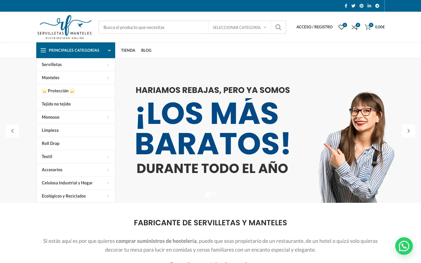 Página de inicio de Servilletas y Manteles