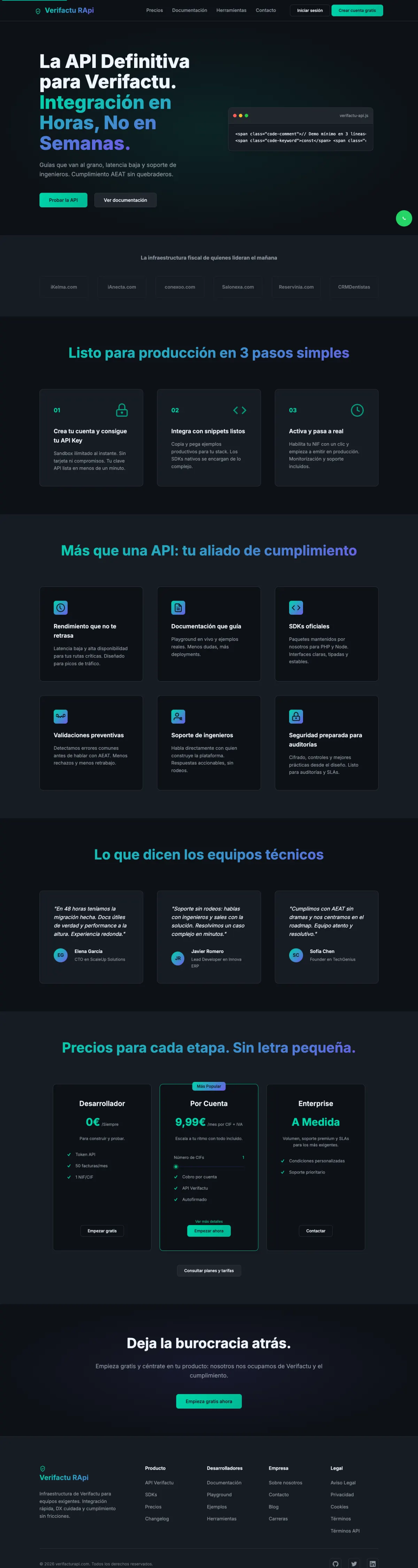 Página completa de Verifacturapi