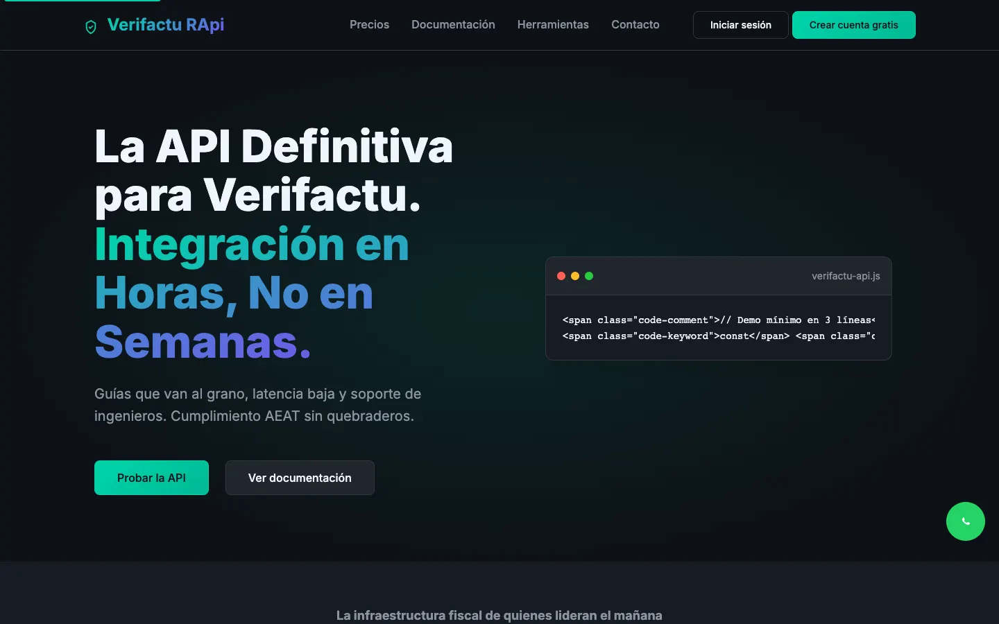 Página de inicio de Verifacturapi