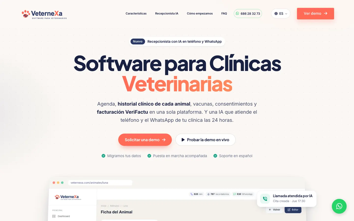 Página de inicio de Veternexa