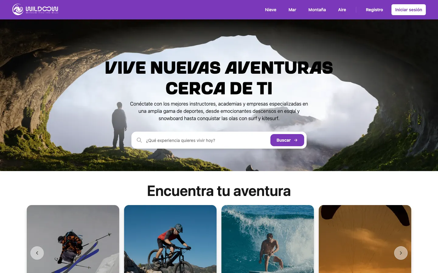 Página de inicio de Wildoow