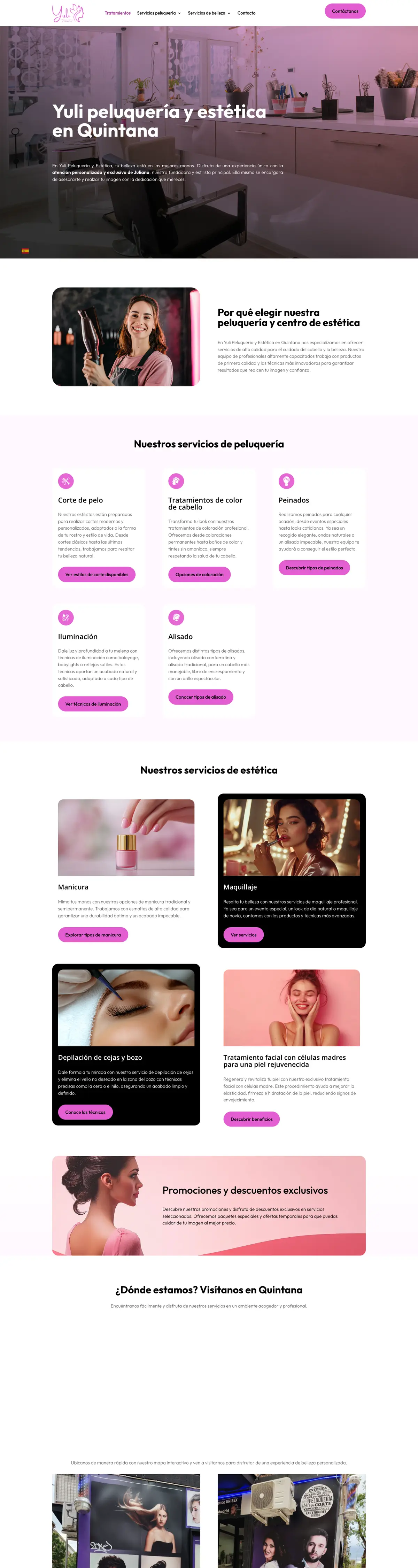Página completa de Yuli Peluquería y Estética