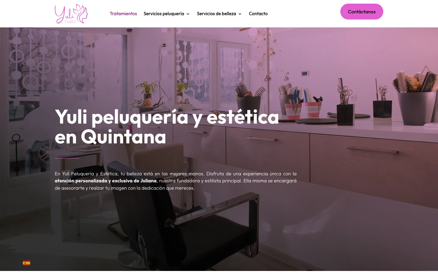 Página de inicio de Yuli Peluquería y Estética