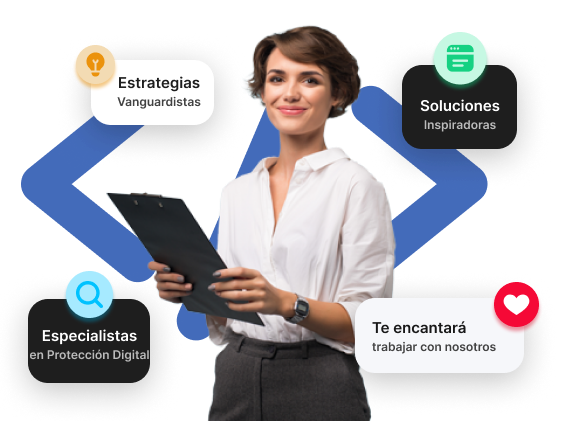 Plan-de-mejora-continua-ciberseguridad Mujer especialista en ciberseguridad ofreciendo estrategias vanguardistas y soluciones que inspiran confianza