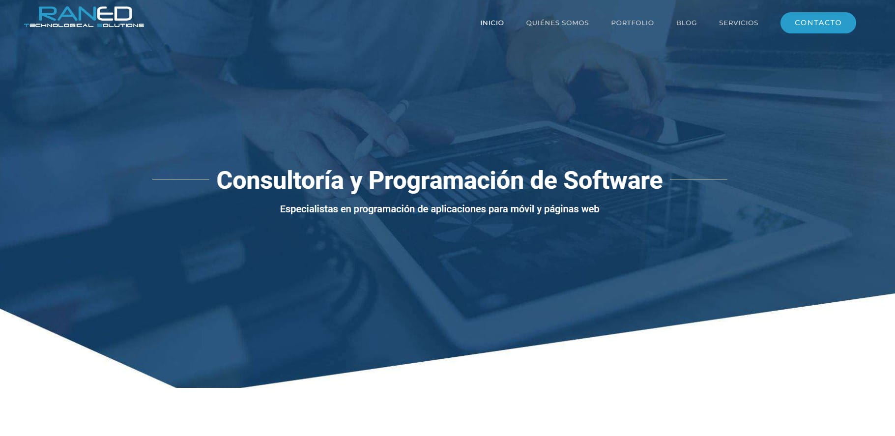 Vista de la página de inicio de la agencia Raned