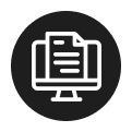 Icono de Business Intelligence con gráficos de datos y símbolos analíticos.